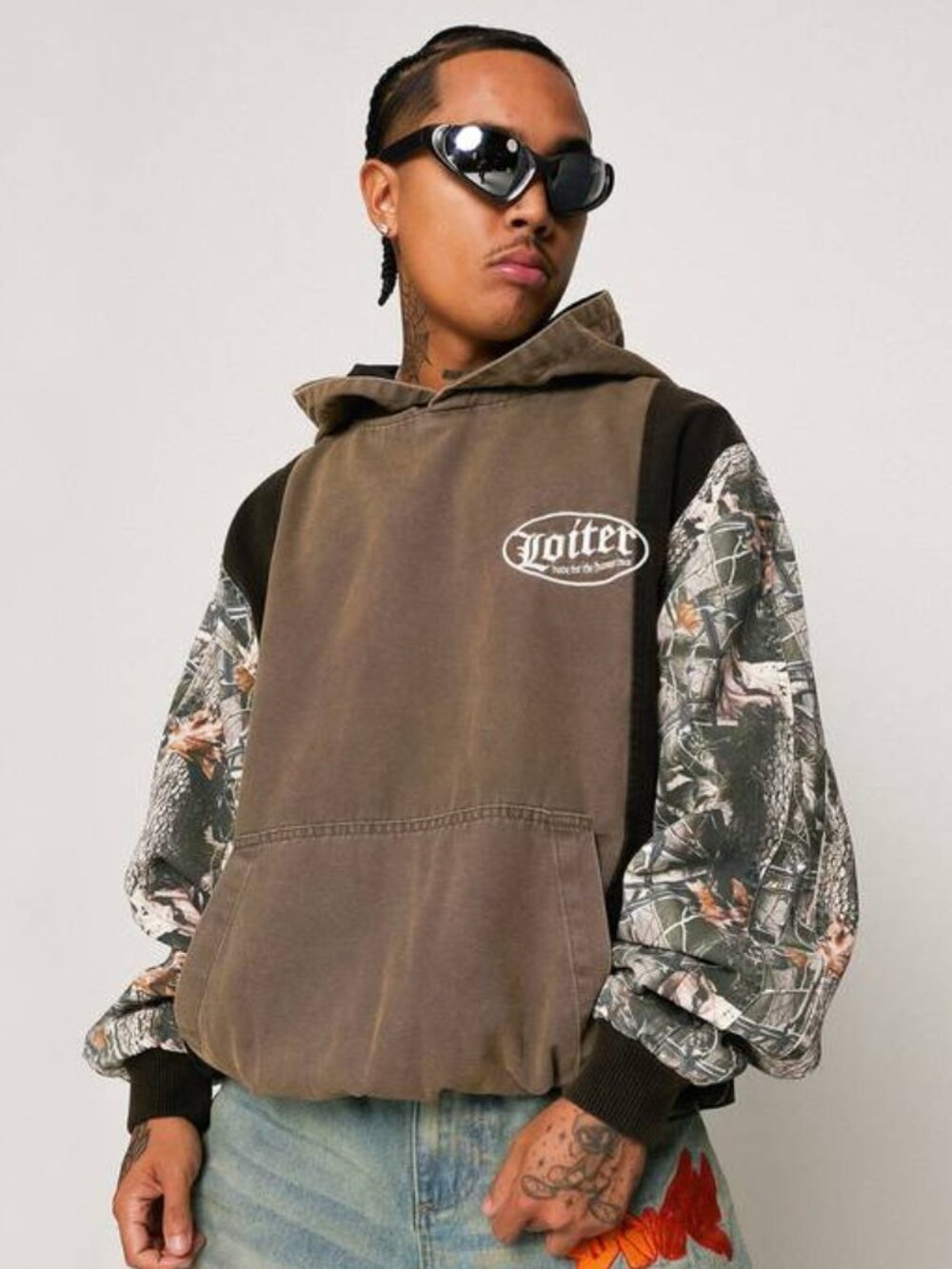 NEW LOITER Men’s Splinter Camo Oversized Hoodie